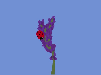  Sticker of a ladybug on a lavender flower